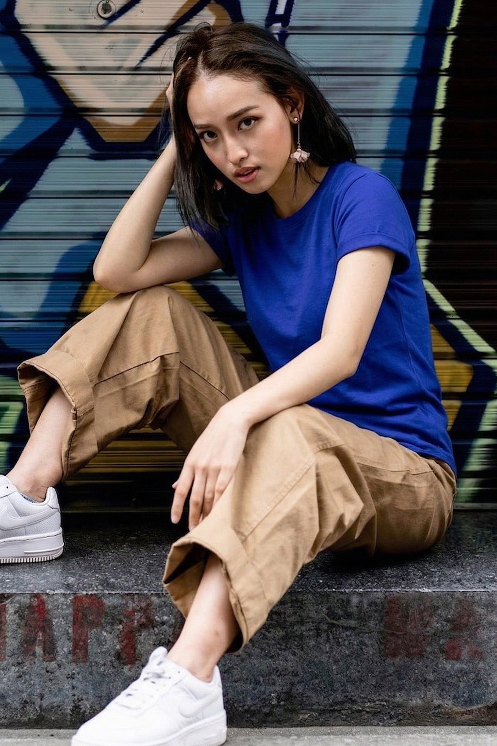Blue Plain Boyfriend Fit T-Shirt