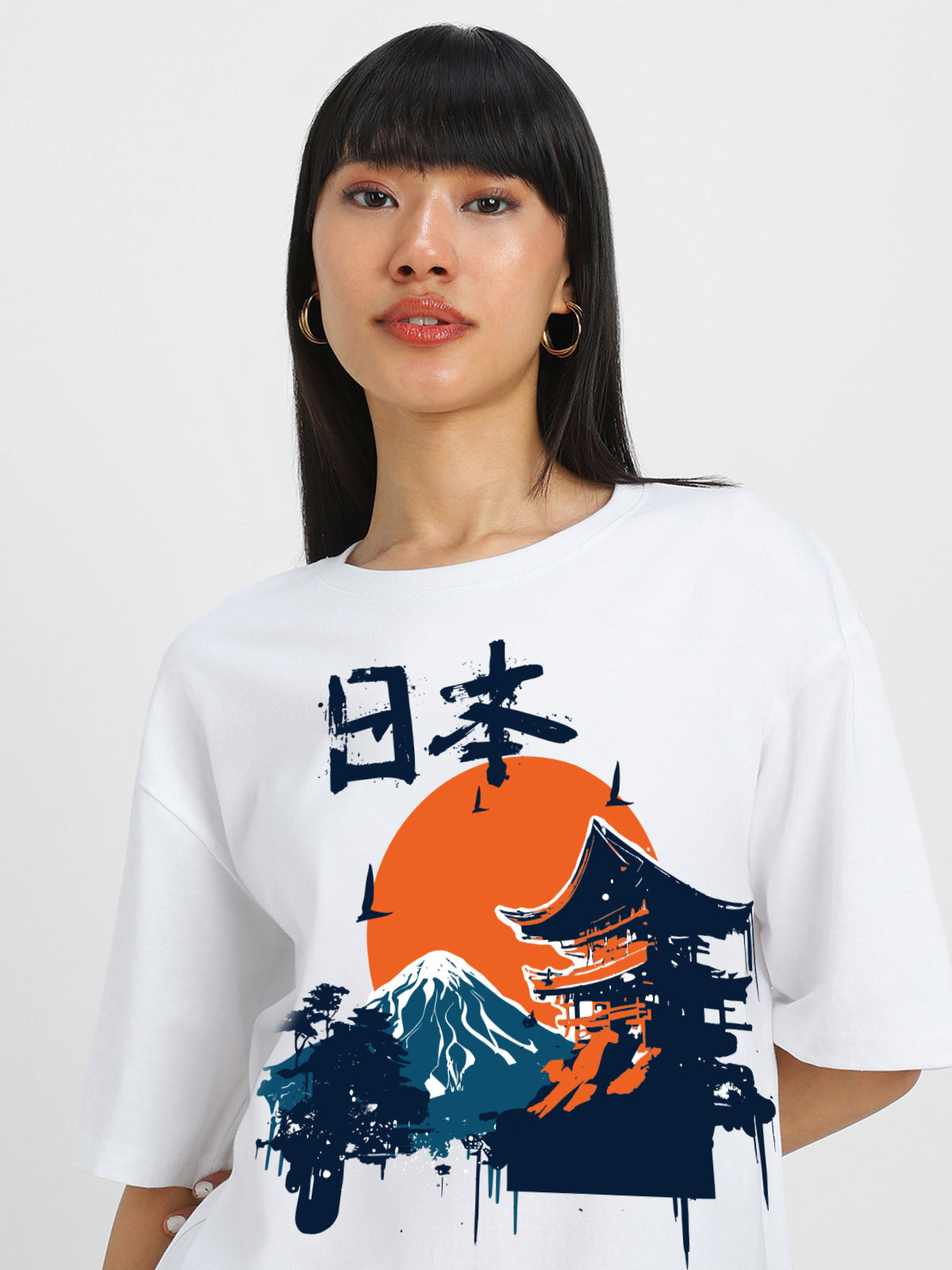 Nature White Oversized Graphic T-Shirt