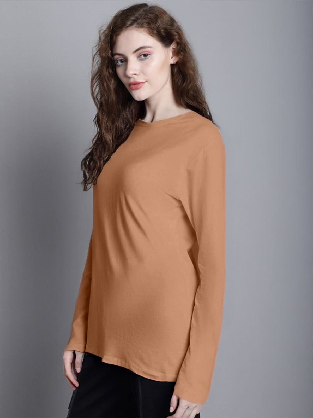 Cork Plain Full Sleeve Regular Fit T-Shirt