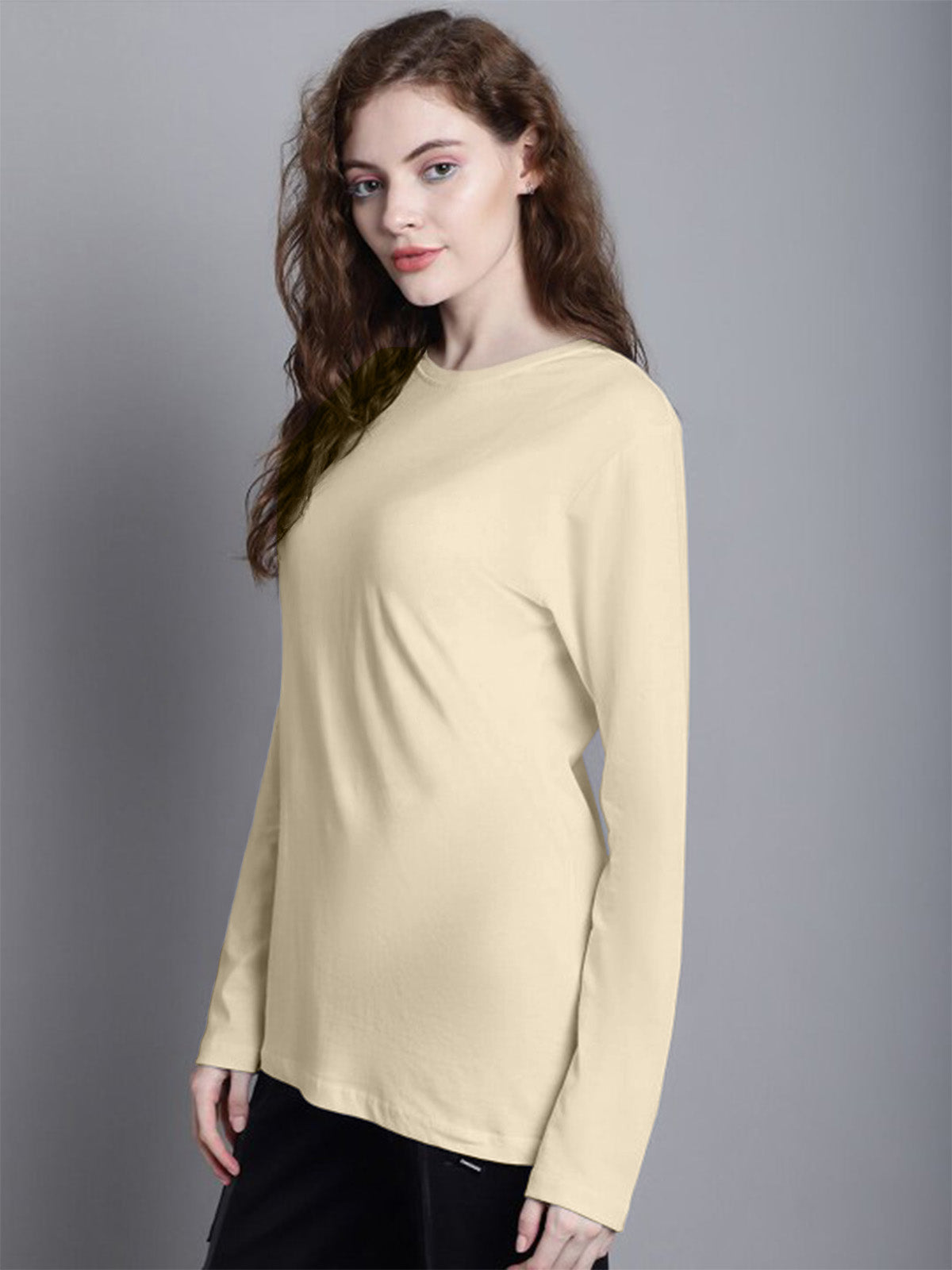 Swan White Plain Full Sleeve Regular Fit T-Shirt