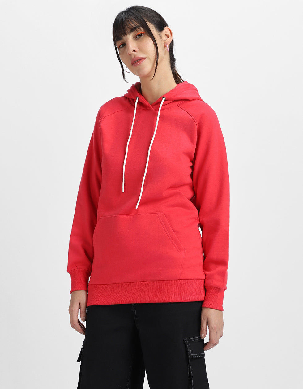 Plain Magenta Regular Fit Hoodie