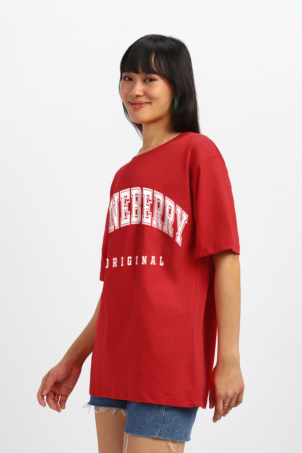 Juneberry Original Red Oversized Fit Graphic T-Shirt