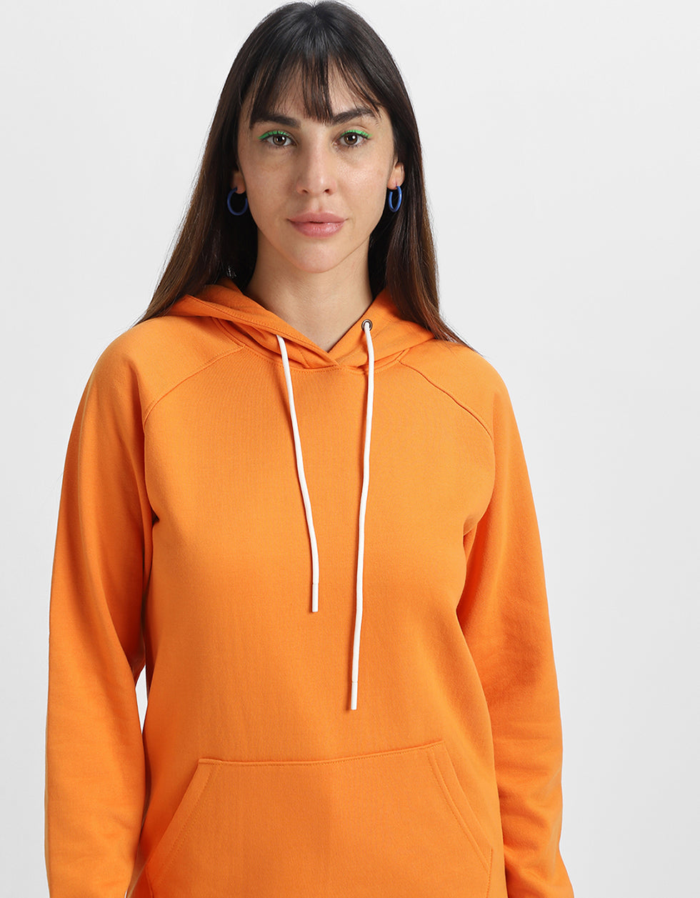 Plain Regular Fit Orange Hoodie