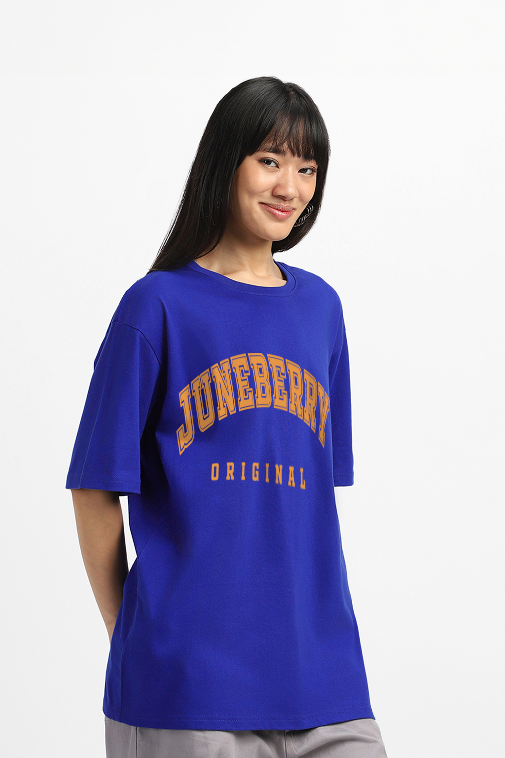 Juneberry Original Royal Blue Oversized Fit Graphic T-Shirt