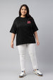 Slow Down Black Plus Size Printed T-shirt