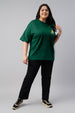 Rock And Roll Green Printed Plus Size T-shirt
