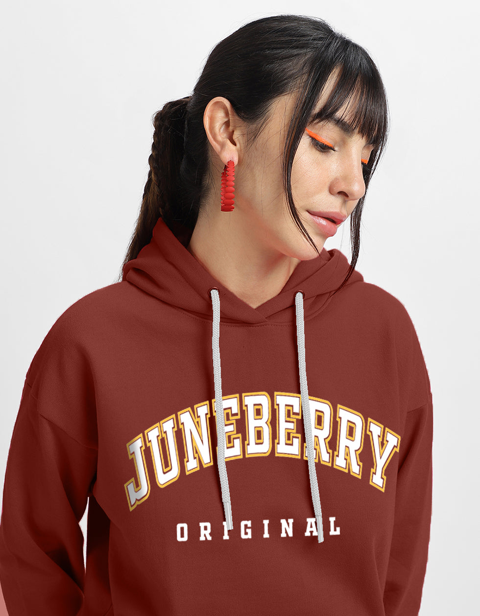 Juneberry Original Rust Graphic Printed Oversized Hoodie