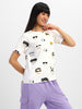 Cartoon White Regular Fit Graphic T-Shirt