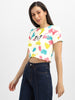 Butterfly White Tie-Dye Printed Crop-Top