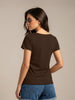 Brown Plain V-Neck Regular Fit T-Shirt