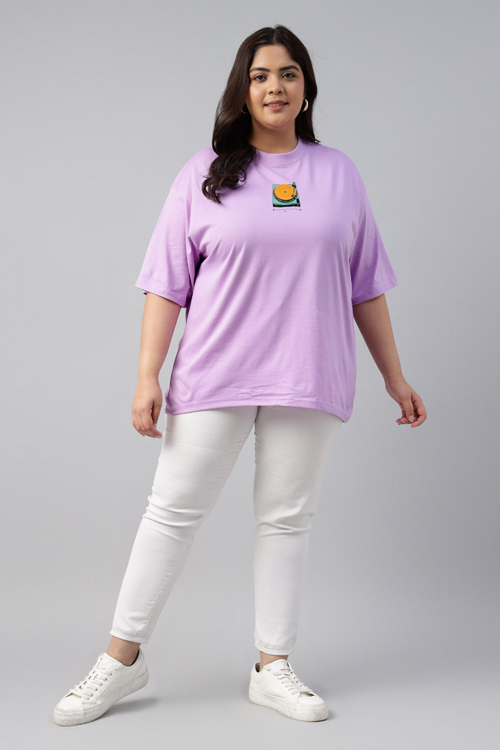 Back To Old Days Lilac Plus Size Printed T-shirt