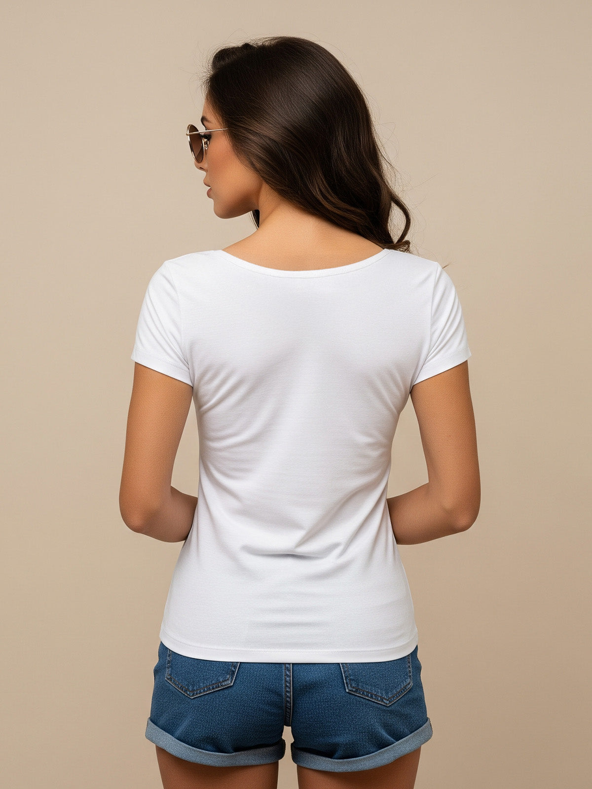 White Plain V-Neck Regular Fit T-Shirt