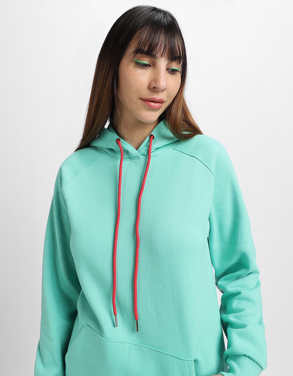Plain Green Regular Fit Hoodie