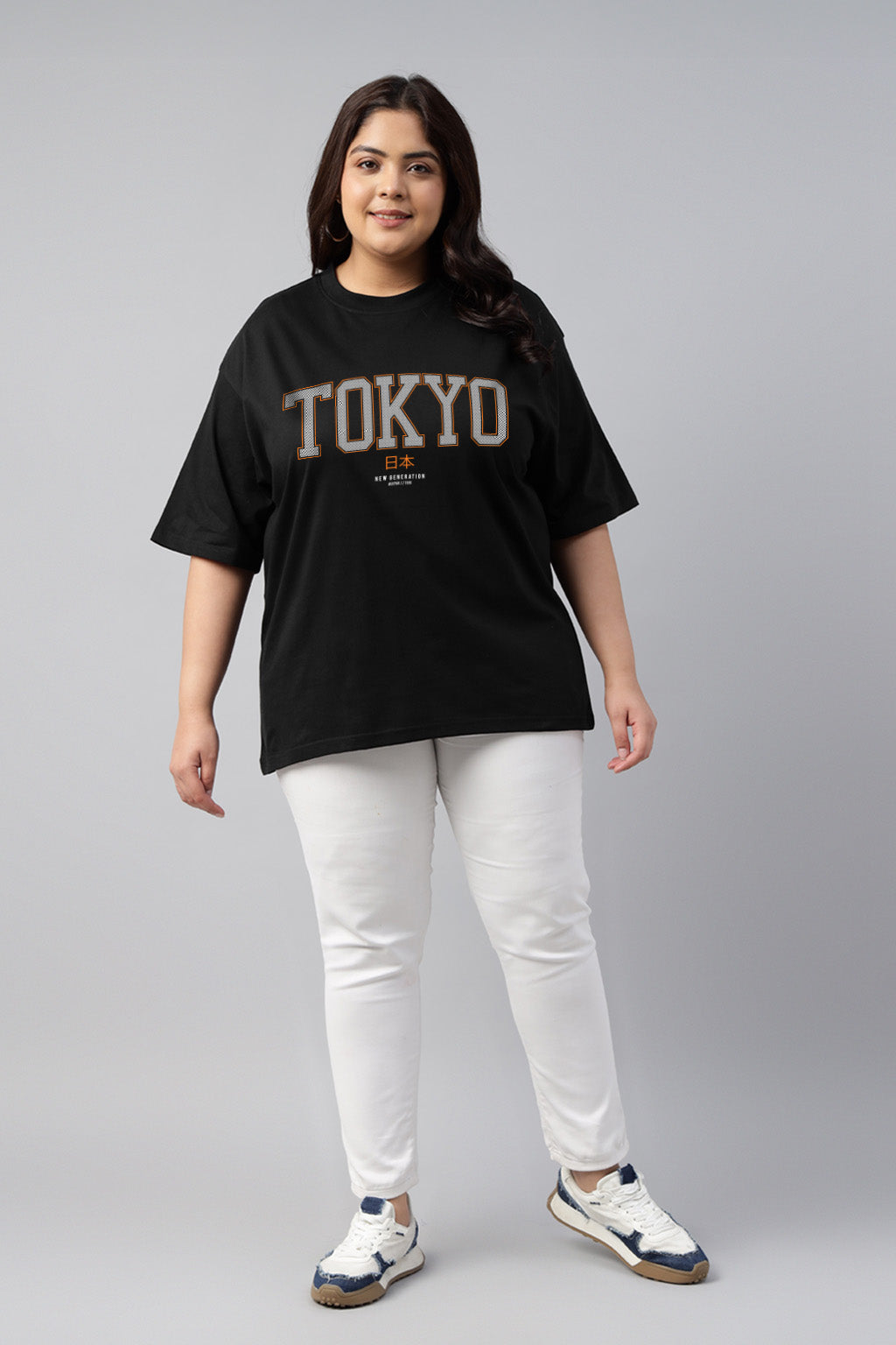Tokyo Black Plus Size Printed T-shirt