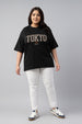 Tokyo Black Plus Size Printed T-shirt