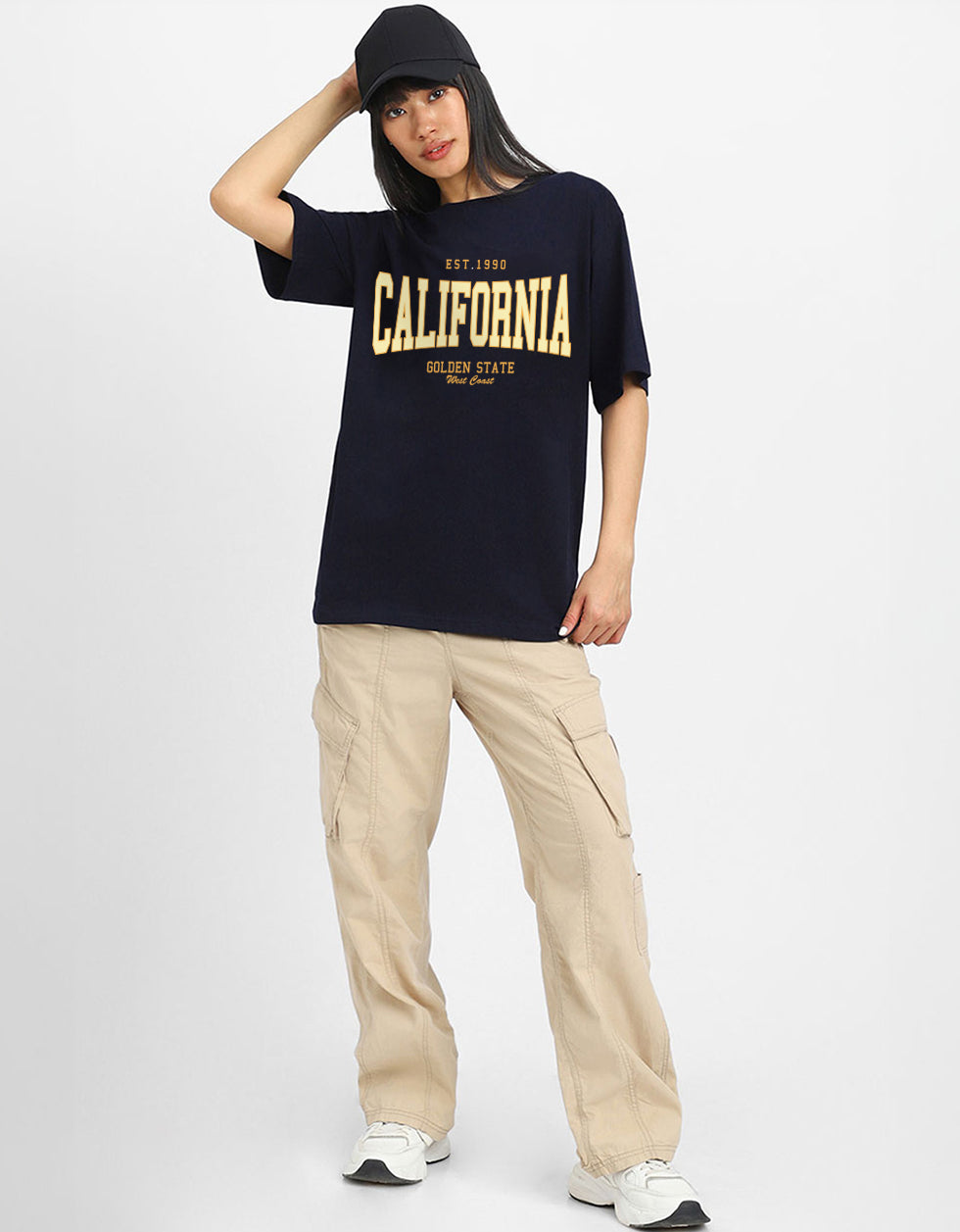 California Navy Oversized Typographic T-Shirt