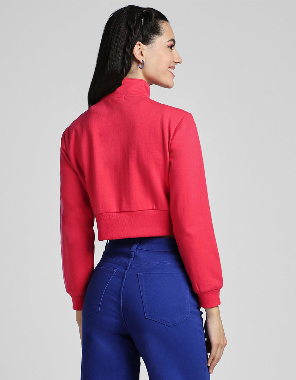 Mickey Mouse Printed Regular Fit Magenta Crop Jacket
