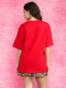 Game Over Red Oversized Fit Graphic T-Shirt