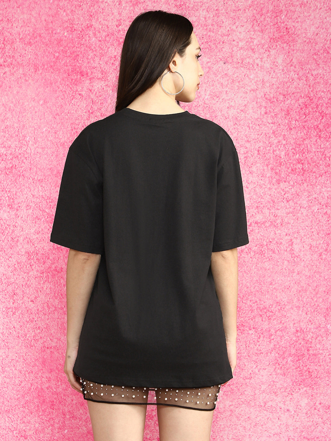All Bass Black Oversized Graphic Printed T-Shirt
