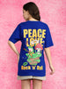 Rock And Roll Royal Blue Oversized Fit Graphic T-Shirt