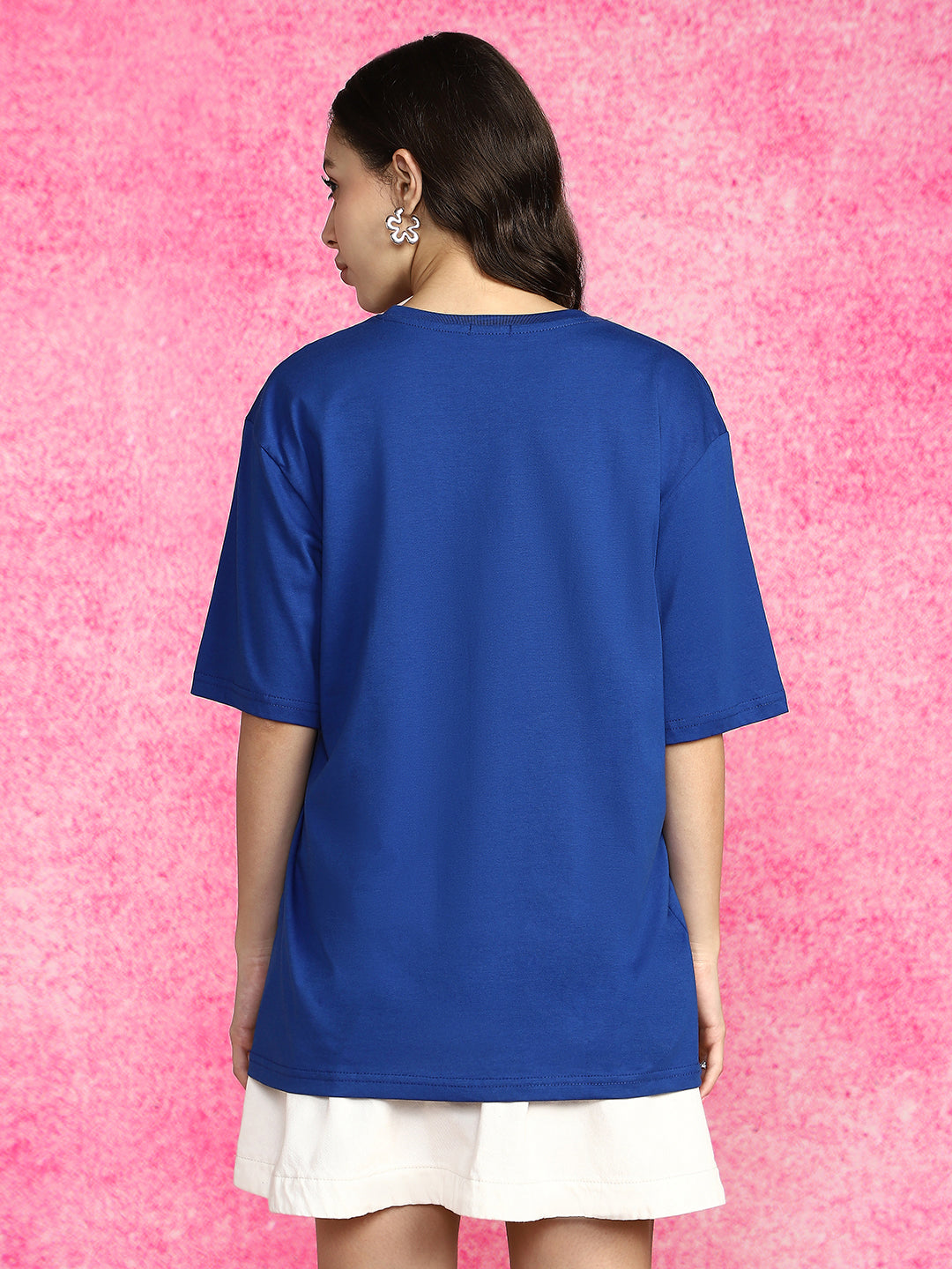 Seoul Royal Blue Oversized Fit Graphic T-Shirt