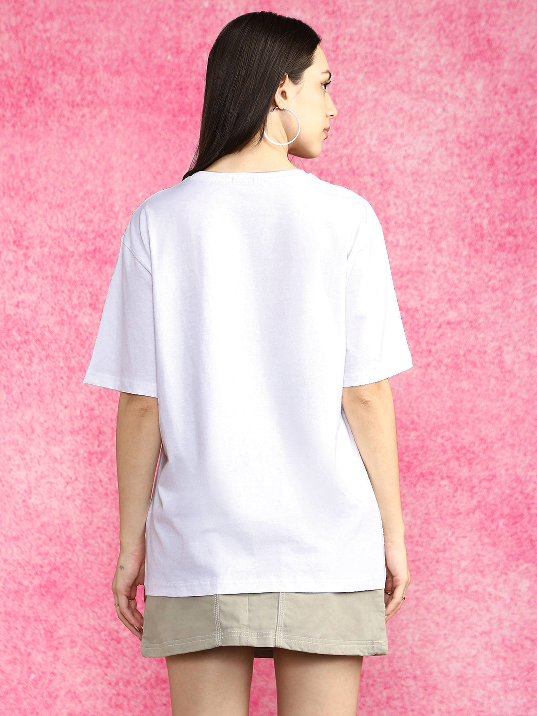 You Loved  White Graphic Printed Oversized T-Shirt