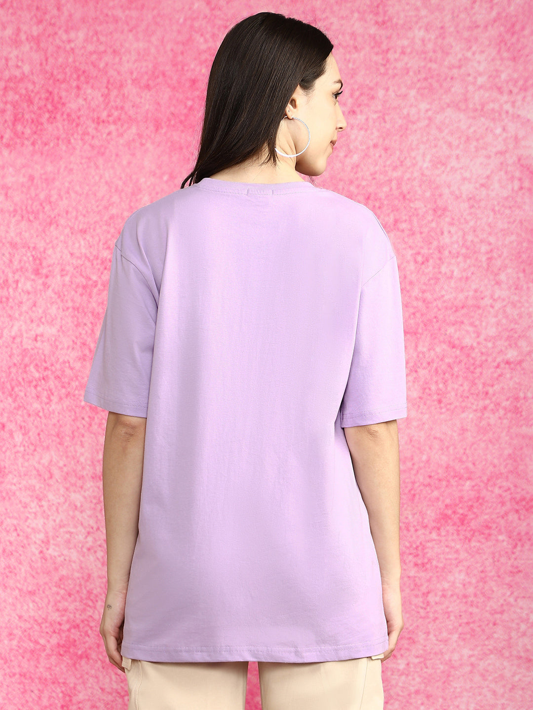 Hopes Lilac Oversized Graphic Printed T-Shirt