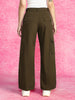 Brown Structured 5 Pocket Straight Fit Woven Cargo