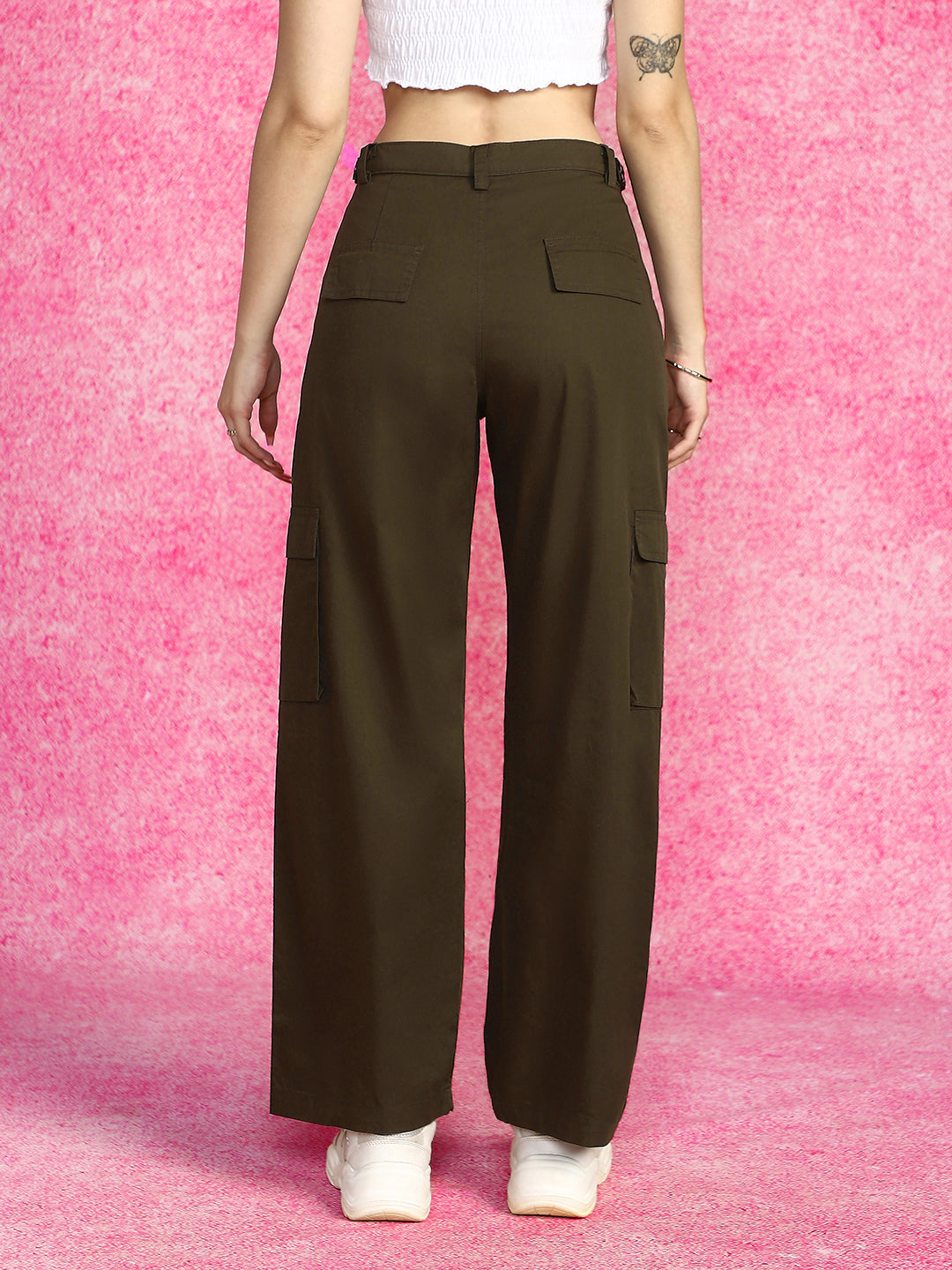 Olive Structured 5 Pocket Straight Fit Woven Cargo