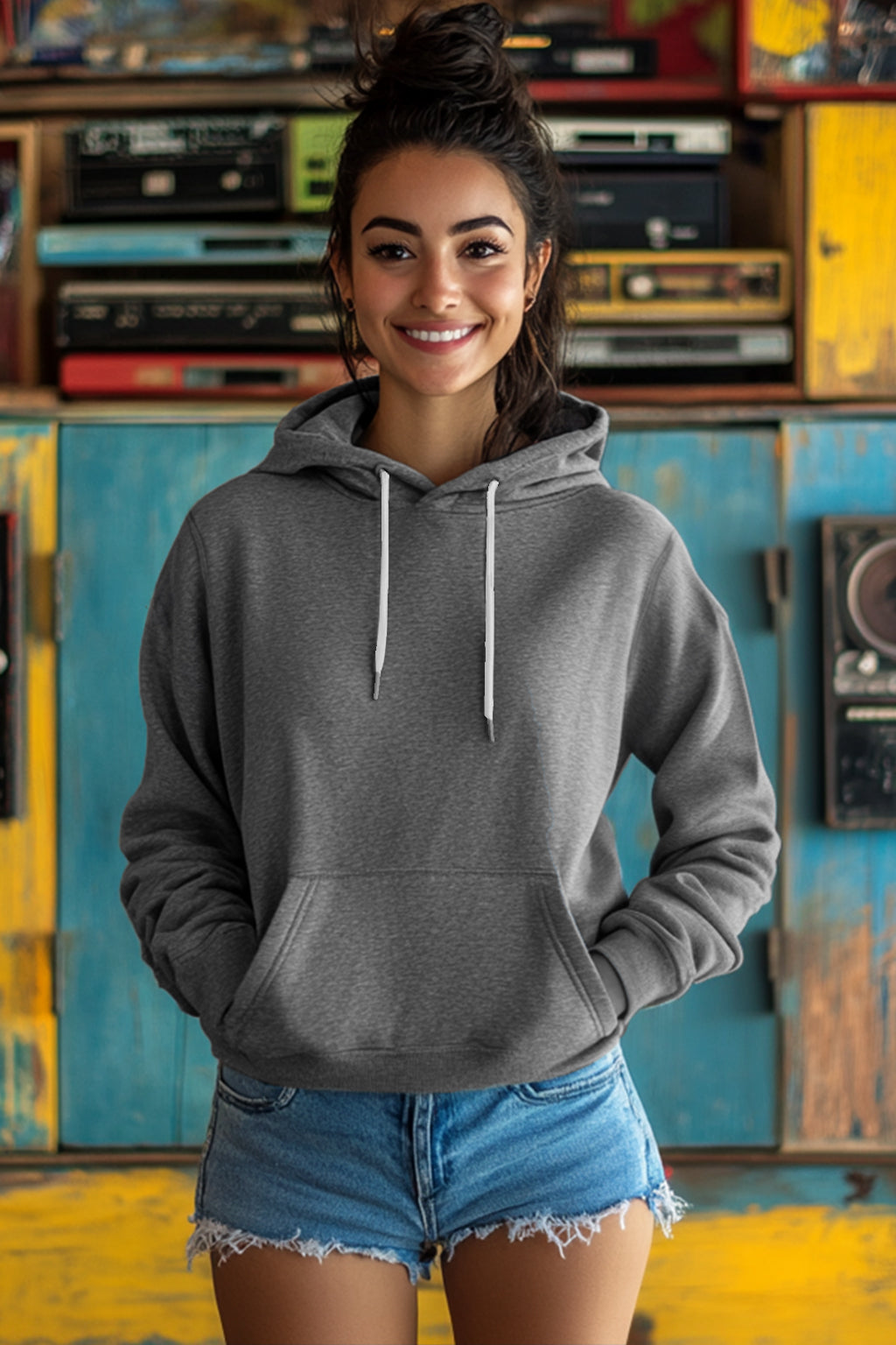 Plain Anthra Regular Fit Hoodie