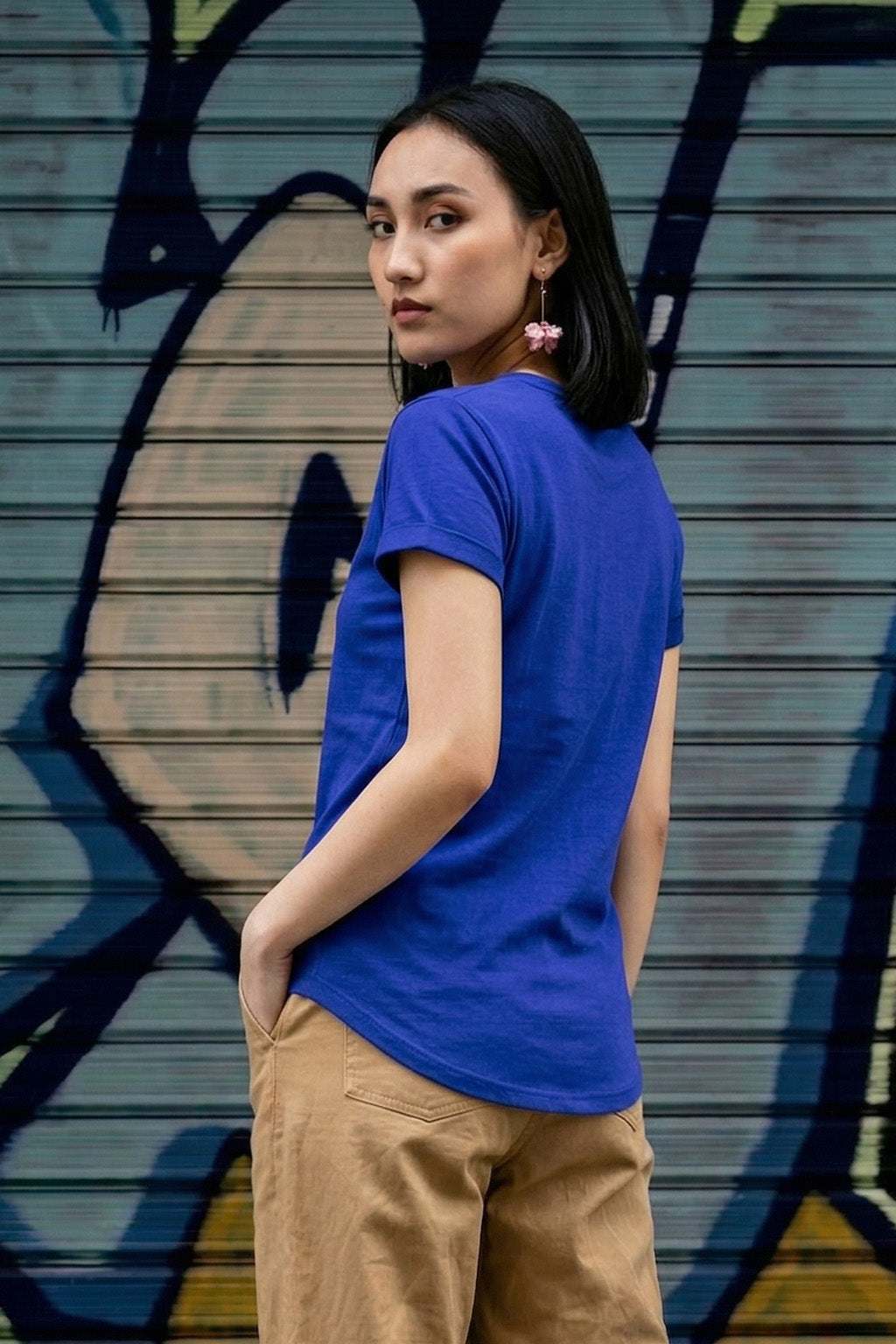 Blue Plain Boyfriend Fit T-Shirt