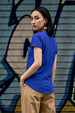 Blue Plain Boyfriend Fit T-Shirt
