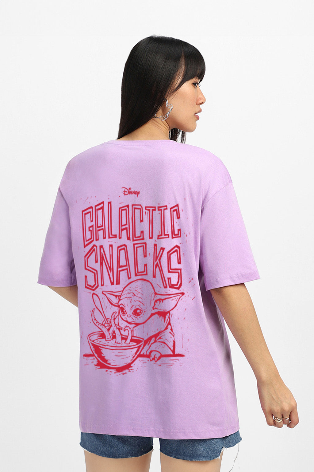 Disney Grogu Yoda Lilac Oversized Graphic T-Shirt