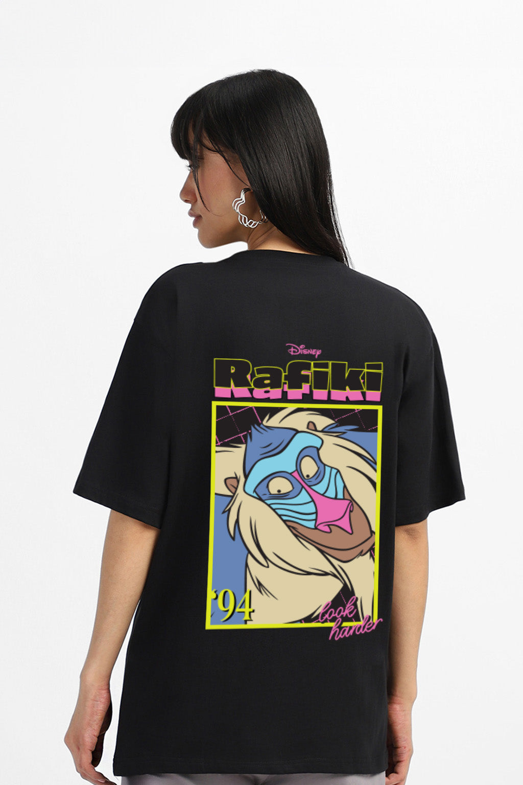Disney Rafiki Black Oversized Fit Graphic T-Shirt