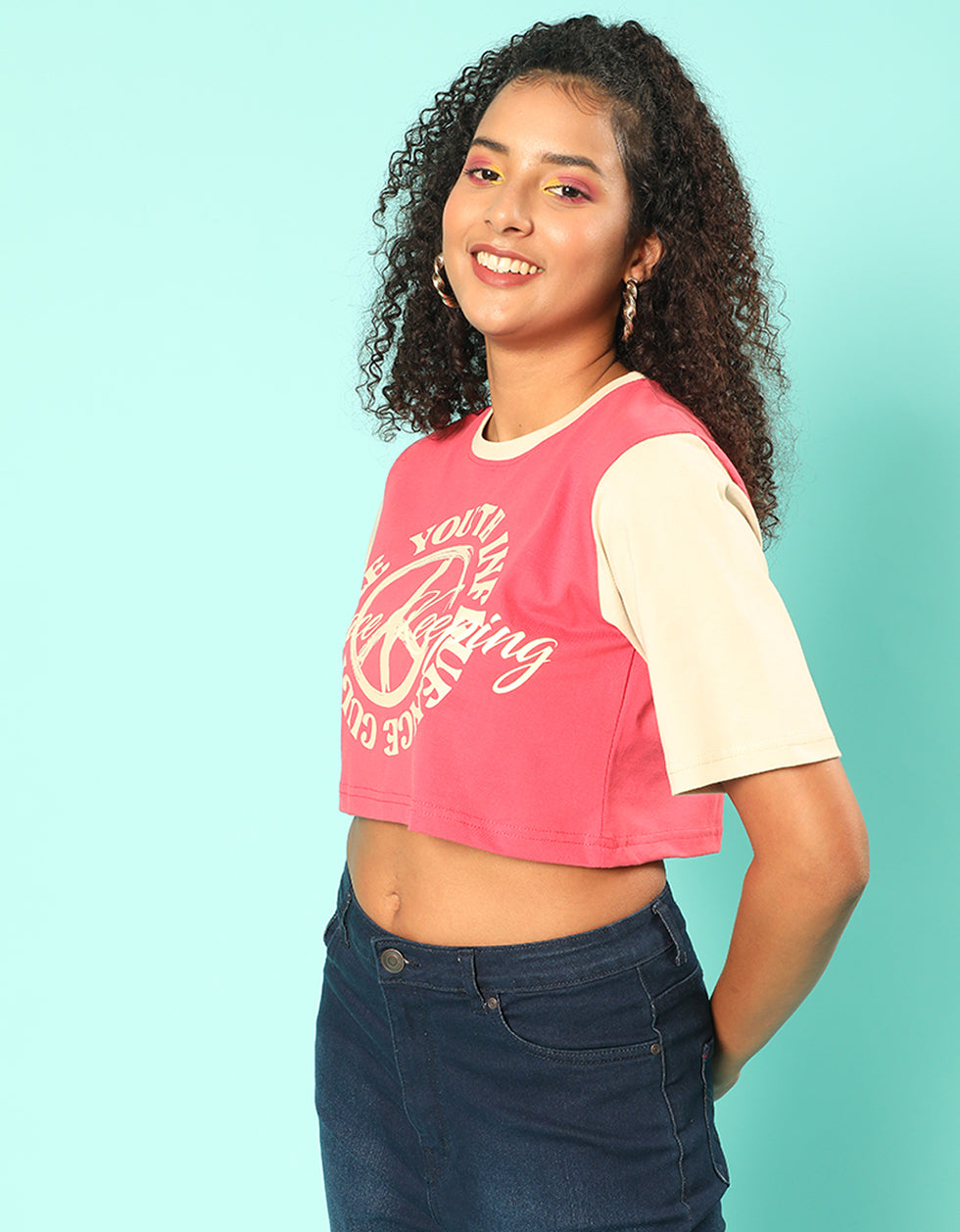Youth Culture Magenta Graphic Printed Crop-Top