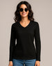 Black V-Neck Plain Full Sleeve Regular Fit T-Shirt