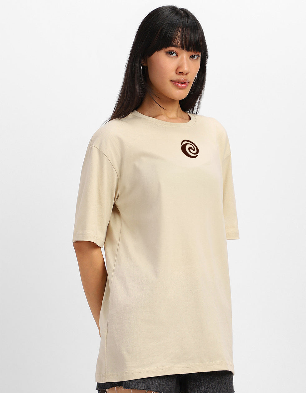 Moana Swan White Oversized Fit Graphic T-Shirt