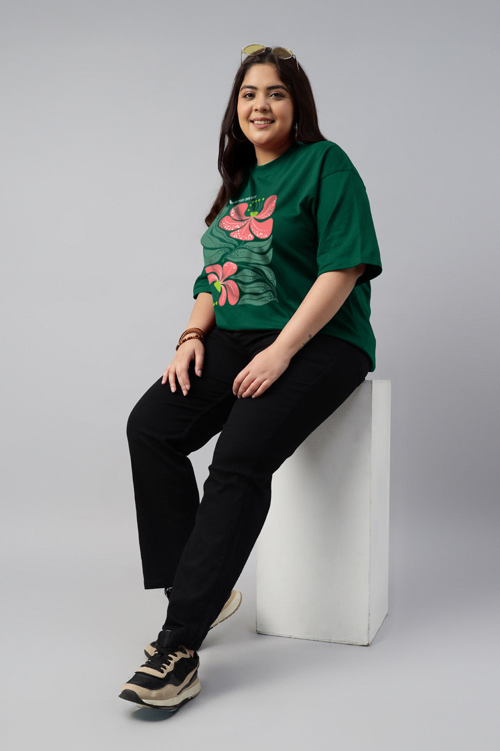 Grow Your Own Way Green Printed Plus Size T-shirt