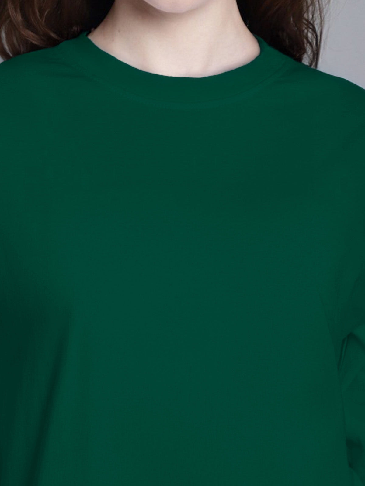 Green Plain Full Sleeve Regular Fit T-Shirt