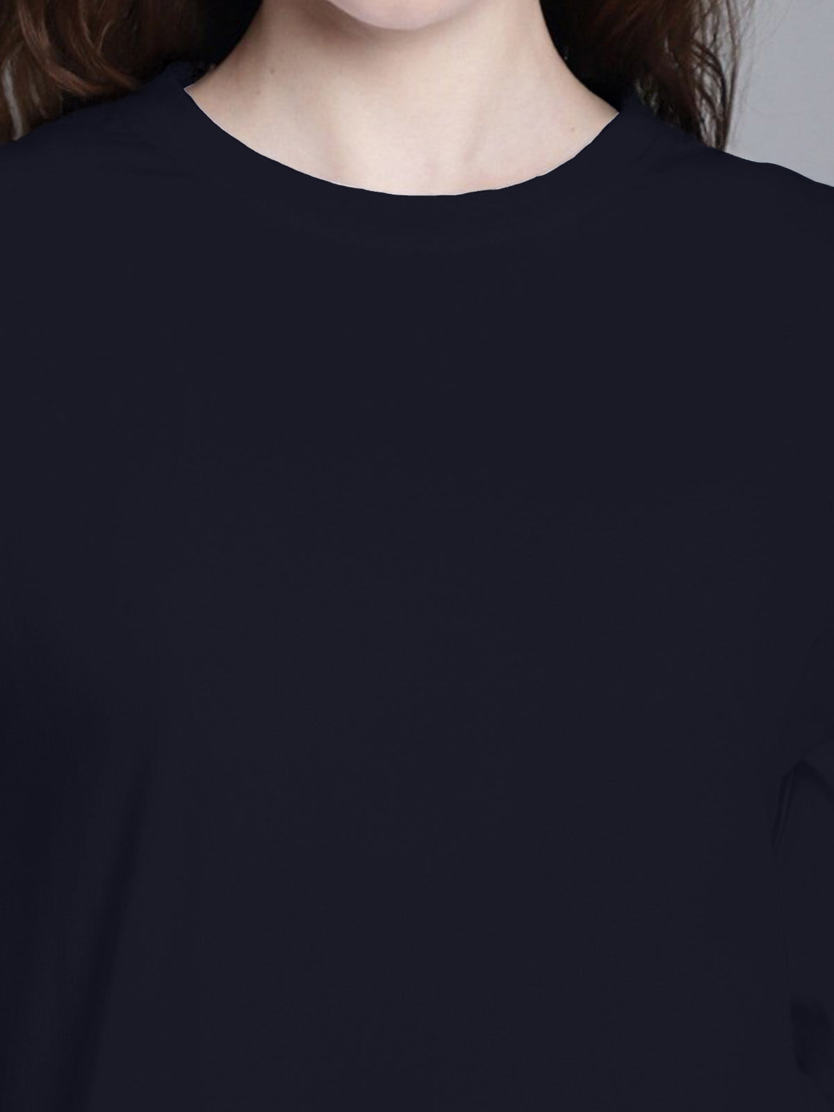 Navy Plain Full Sleeve Regular Fit T-Shirt