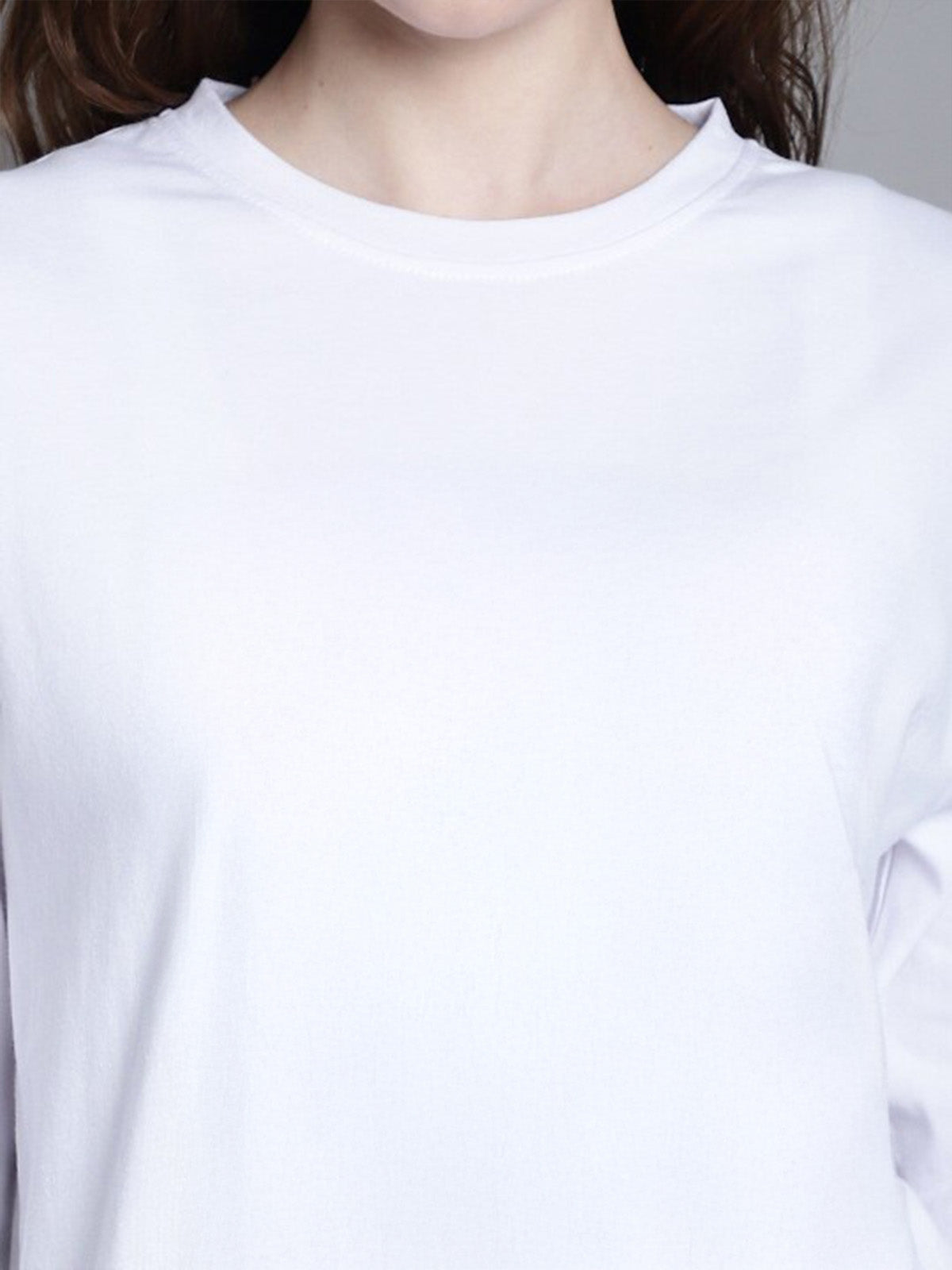 White Plain Full Sleeve Regular Fit T-Shirt