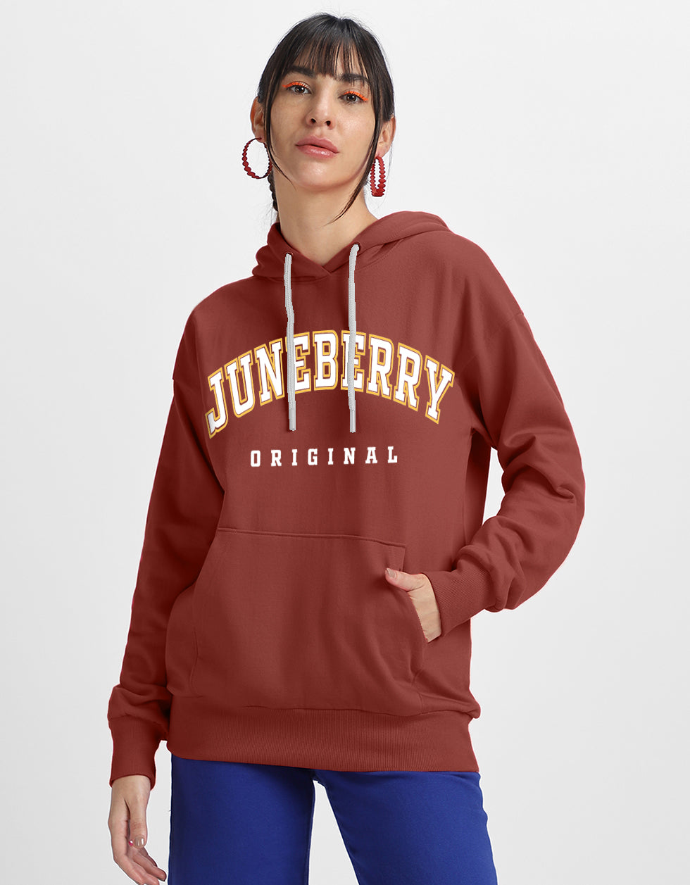 Juneberry Original Rust Graphic Printed Oversized Hoodie