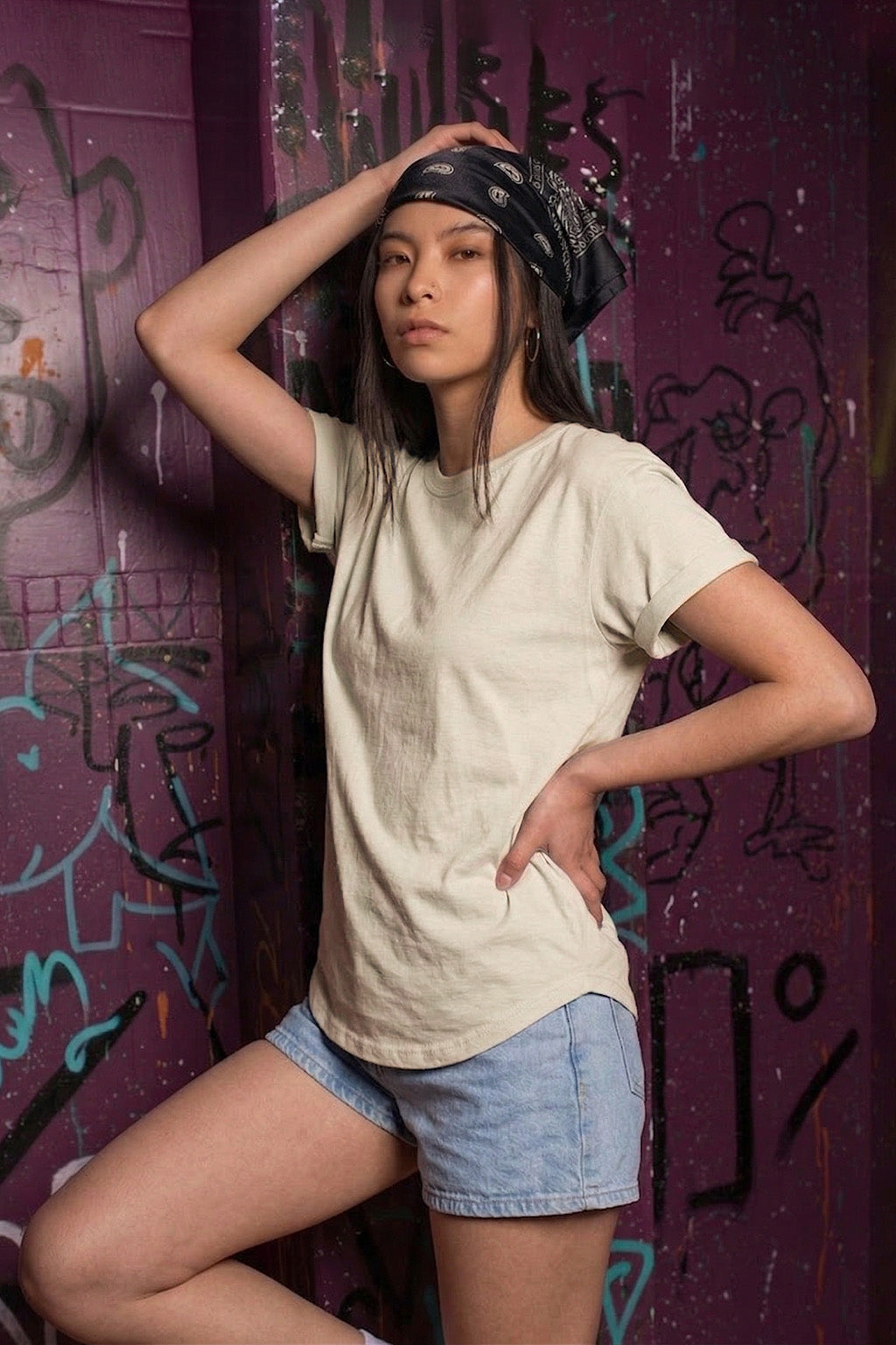 Beige Plain Boyfriend Fit T-Shirt