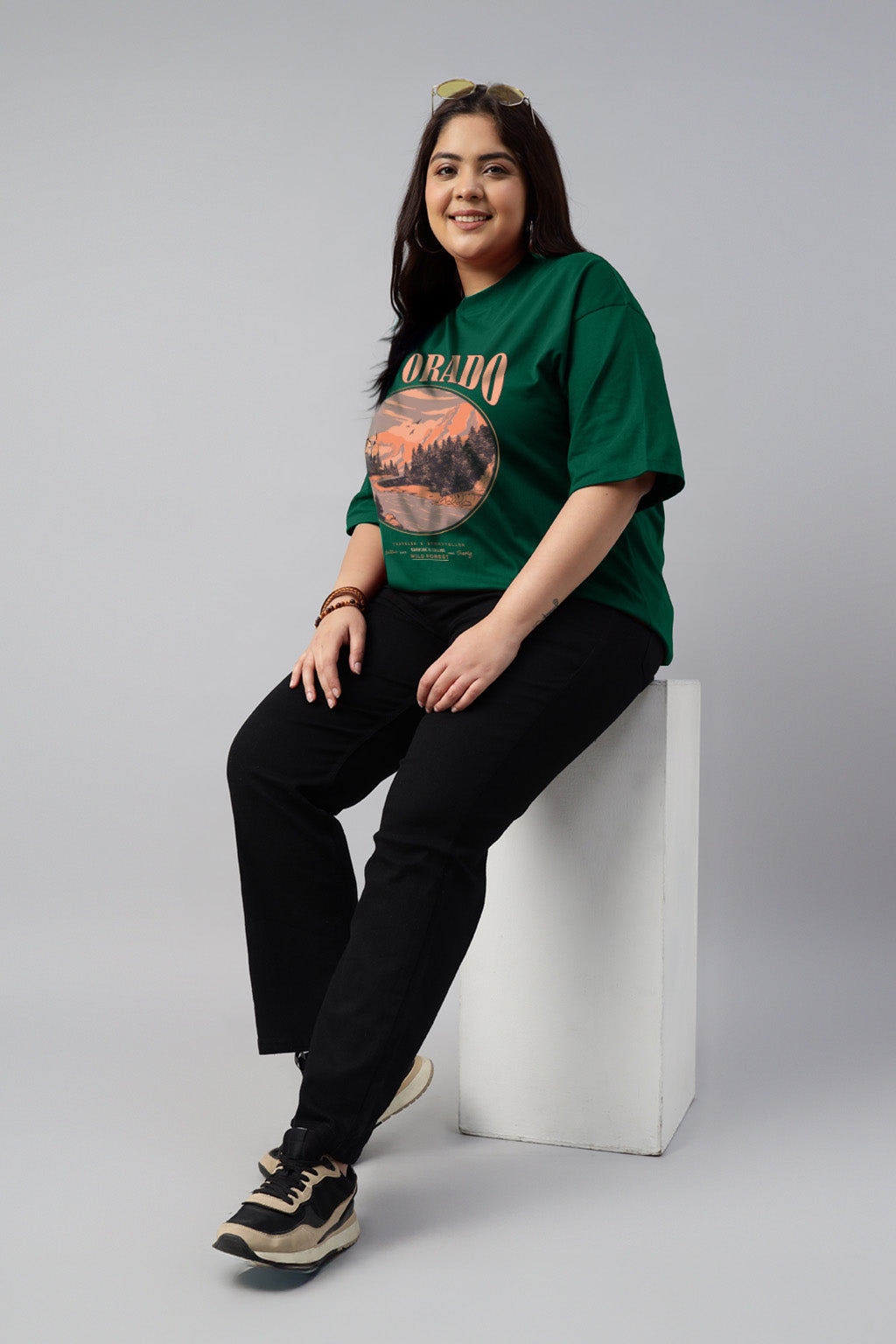 Colorado Green Plus Size Printed T-shirt