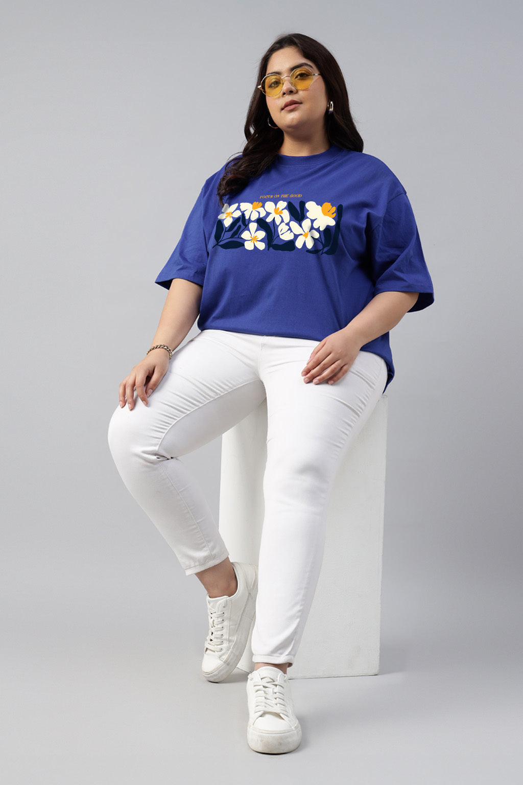Focus On God Royalblue Plus Size Printed T-shirt
