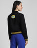 Donald Duck Graphic Printed Regular Fit Black Zipper Jacket