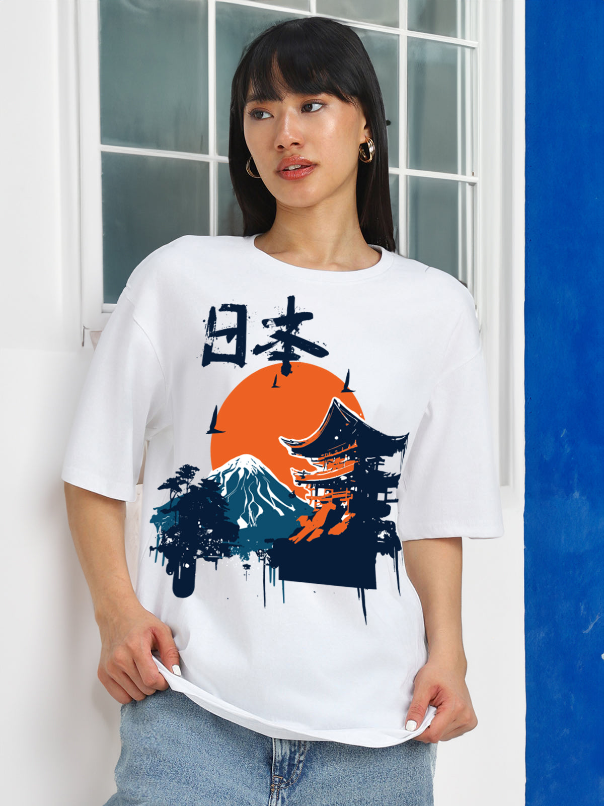 Nature White Oversized Graphic T-Shirt