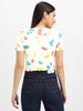 Butterfly White Tie-Dye Printed Crop-Top