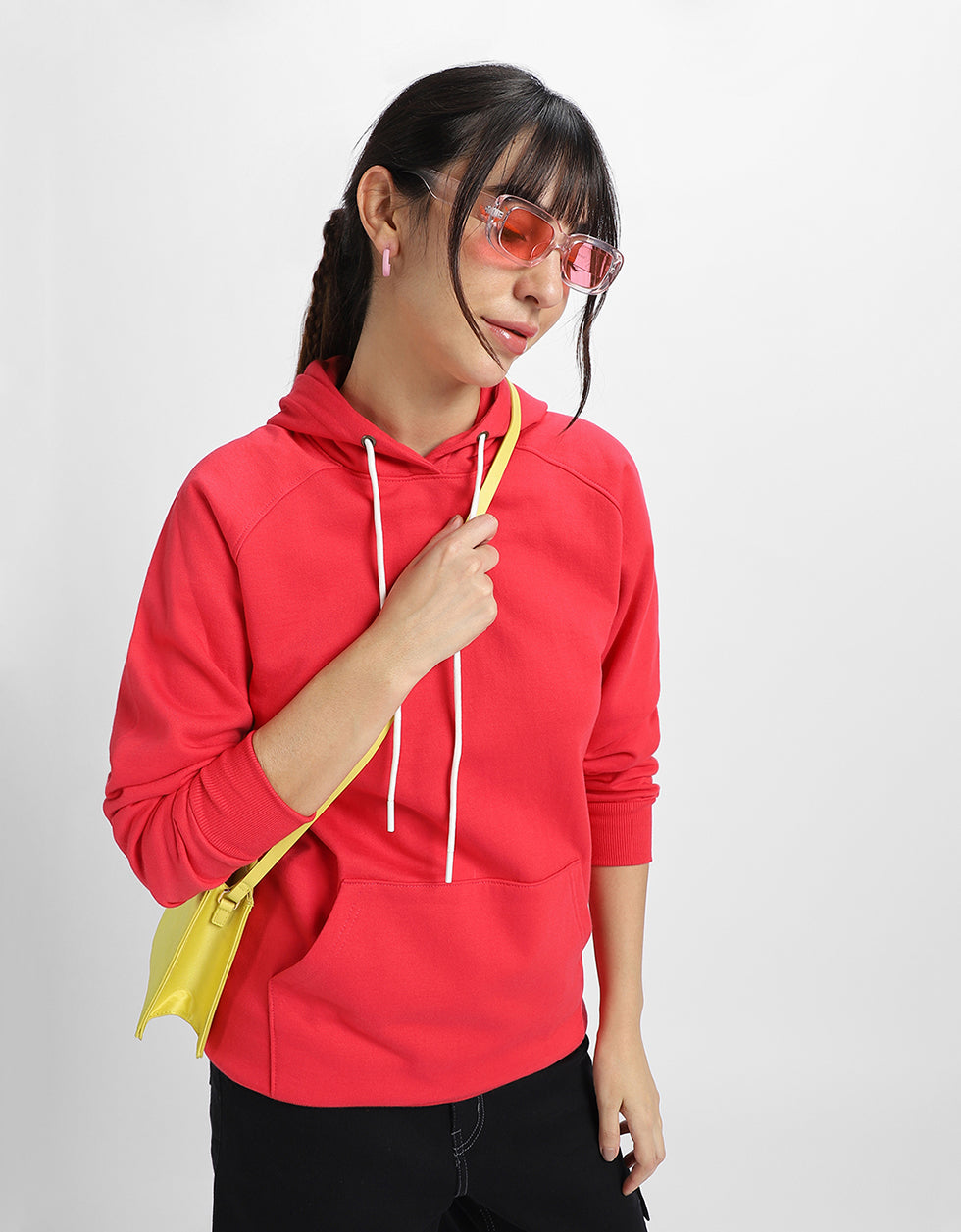 Plain Magenta Regular Fit Hoodie