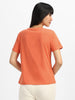 Orange Plain Regular Fit T-Shirt